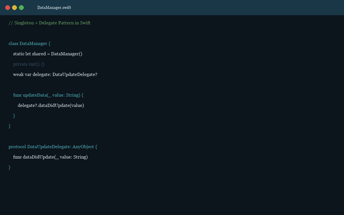 Singleton & Delegate Pattern in Swift